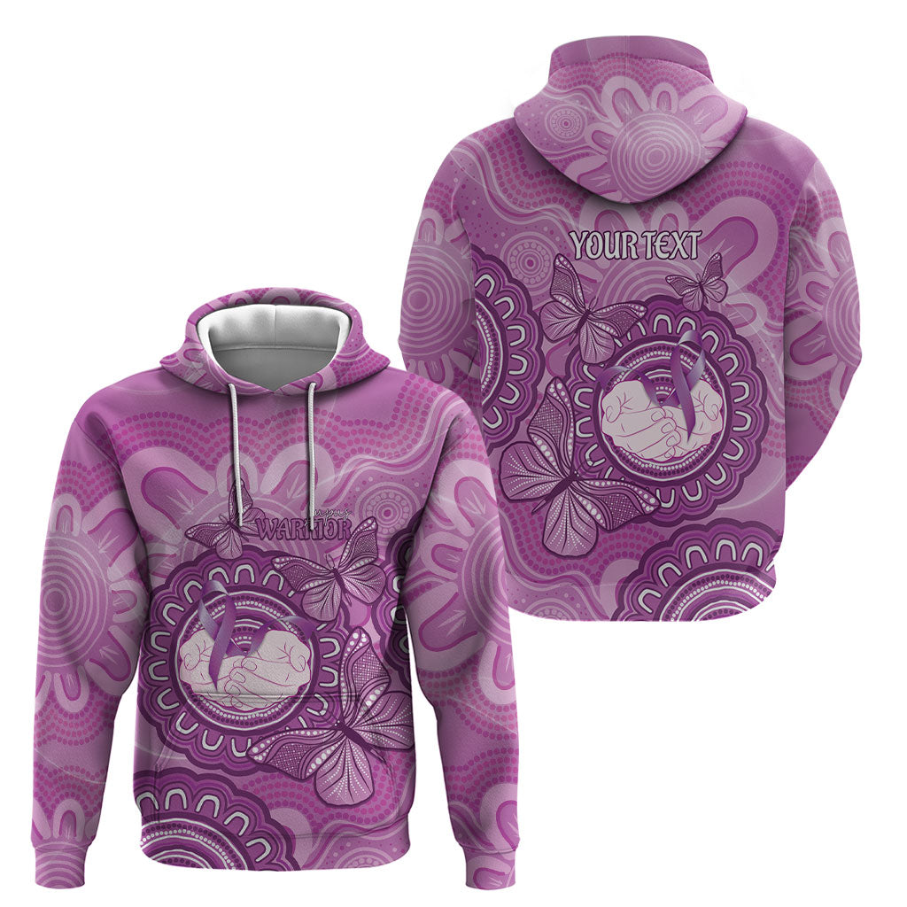 Australia Lupus Support Month Personalised Hoodie Warrior Purple Ribbon Butterflies Indigenous Art