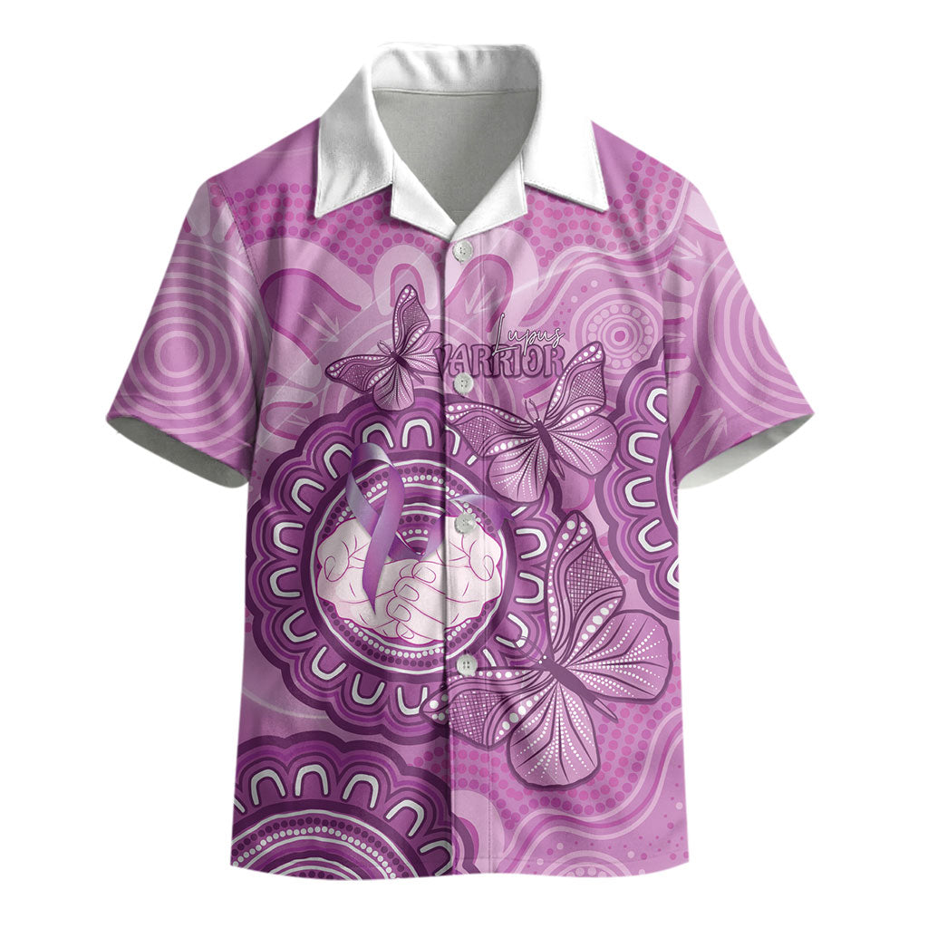 Australia Lupus Support Month Personalised Kid Hawaiian Shirt Warrior Purple Ribbon Butterflies Indigenous Art