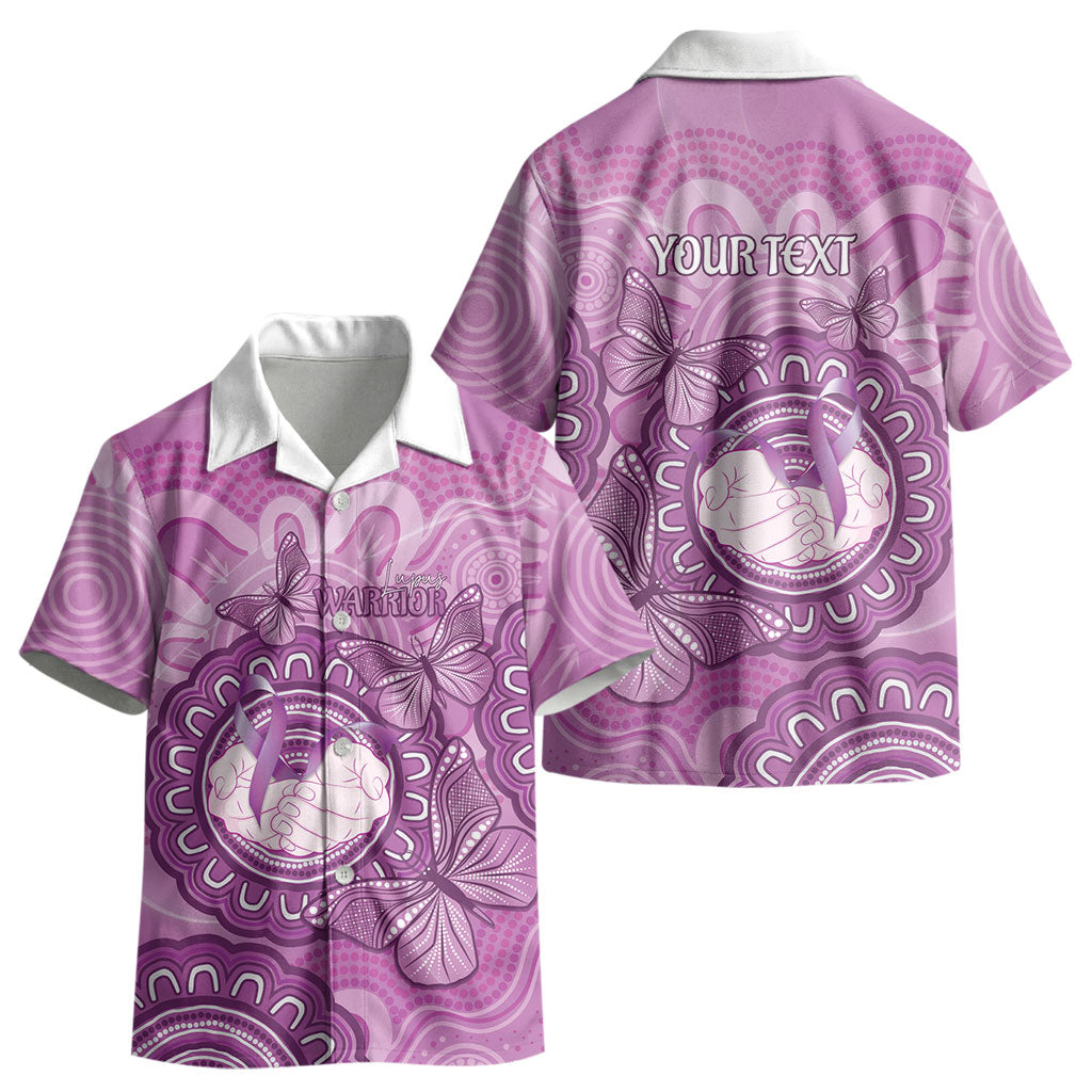 Australia Lupus Support Month Personalised Kid Hawaiian Shirt Warrior Purple Ribbon Butterflies Indigenous Art