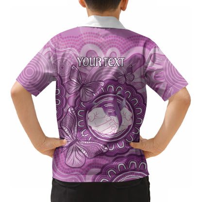 Australia Lupus Support Month Personalised Kid Hawaiian Shirt Warrior Purple Ribbon Butterflies Indigenous Art