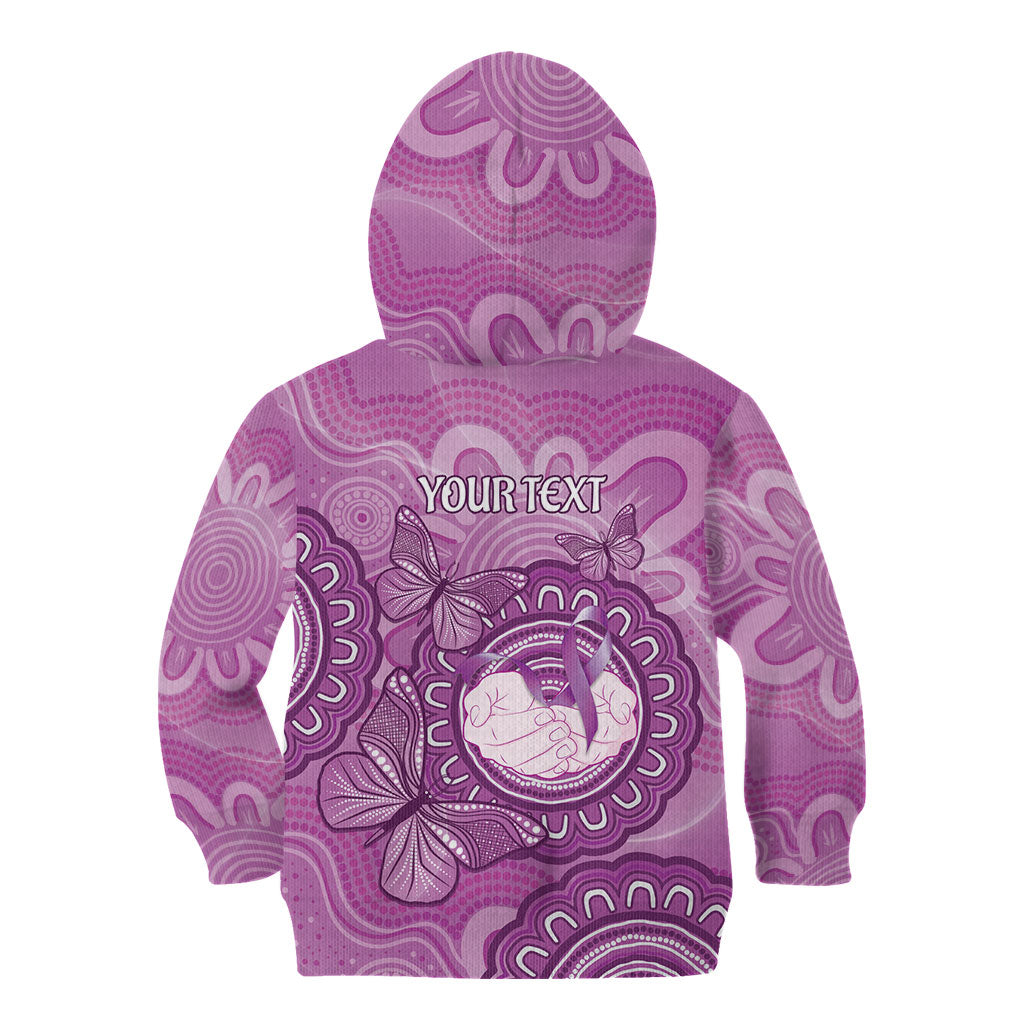 Australia Lupus Support Month Personalised Kid Hoodie Warrior Purple Ribbon Butterflies Indigenous Art