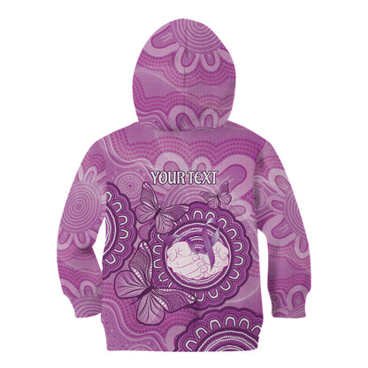 Australia Lupus Support Month Personalised Kid Hoodie Warrior Purple Ribbon Butterflies Indigenous Art