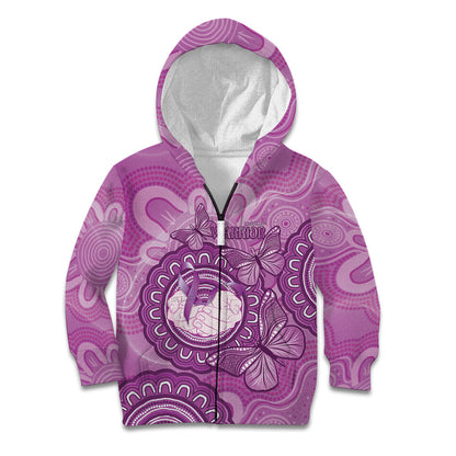 Australia Lupus Support Month Personalised Kid Hoodie Warrior Purple Ribbon Butterflies Indigenous Art