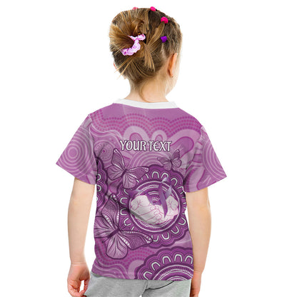 Australia Lupus Support Month Personalised Kid T Shirt Warrior Purple Ribbon Butterflies Indigenous Art