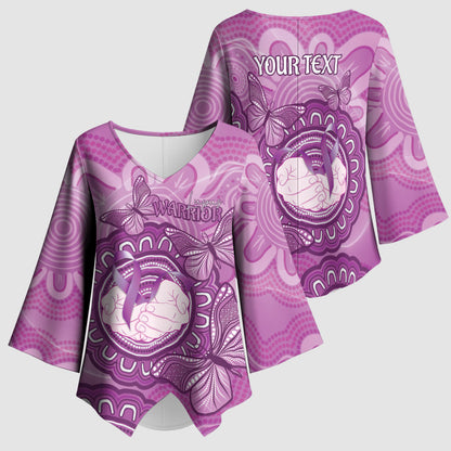 Australia Lupus Support Month Personalised Kimono Sleeve Blouse Warrior Purple Ribbon Butterflies Indigenous Art