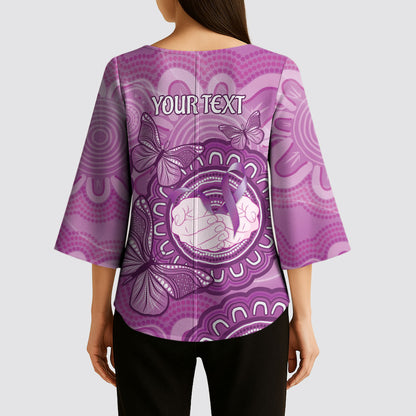 Australia Lupus Support Month Personalised Kimono Sleeve Blouse Warrior Purple Ribbon Butterflies Indigenous Art