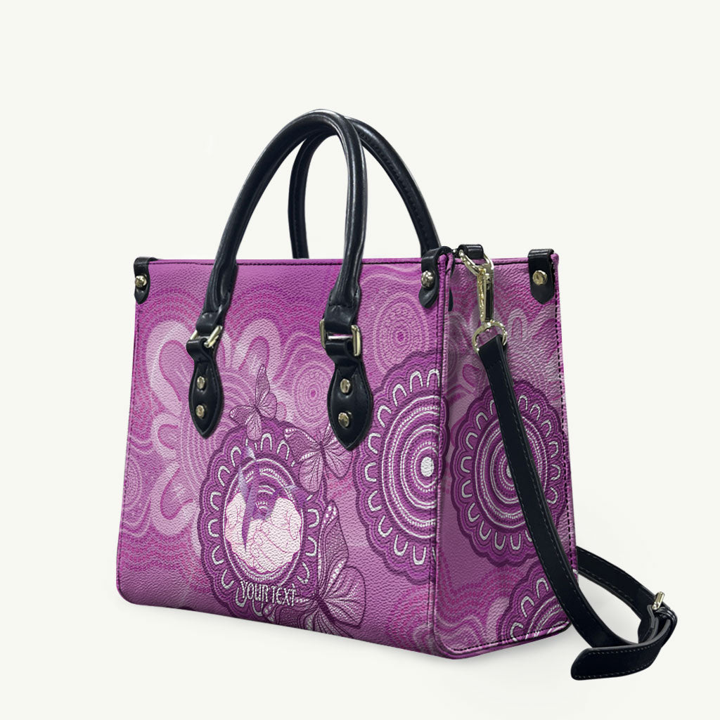 Australia Lupus Support Month Personalised Leather Bag Warrior Purple Ribbon Butterflies Indigenous Art