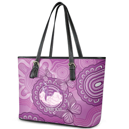 Australia Lupus Support Month Personalised Leather Tote Bag Warrior Purple Ribbon Butterflies Indigenous Art