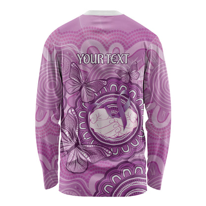 Australia Lupus Support Month Personalised Long Sleeve Shirt Warrior Purple Ribbon Butterflies Indigenous Art