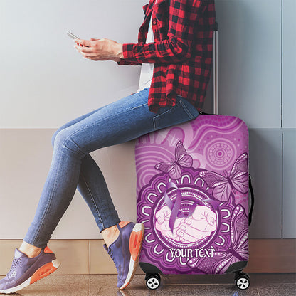 Australia Lupus Support Month Personalised Luggage Cover Warrior Purple Ribbon Butterflies Indigenous Art