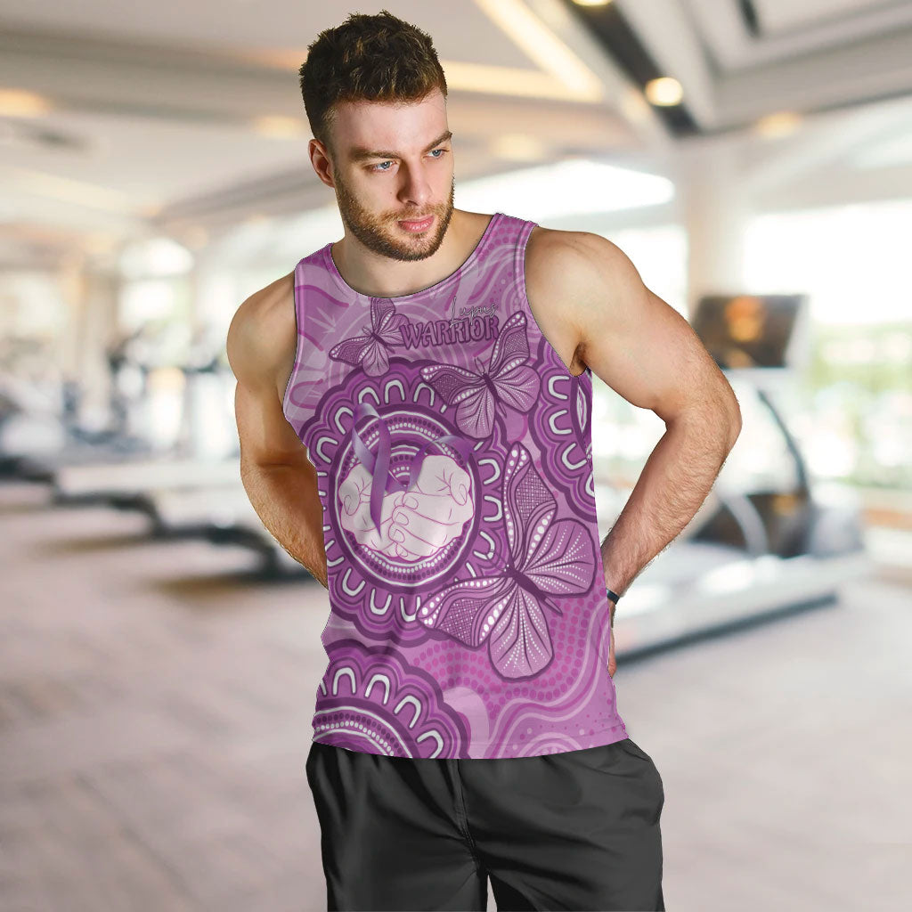 Australia Lupus Support Month Personalised Men Tank Top Warrior Purple Ribbon Butterflies Indigenous Art