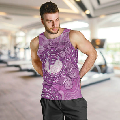 Australia Lupus Support Month Personalised Men Tank Top Warrior Purple Ribbon Butterflies Indigenous Art