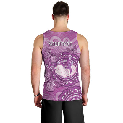 Australia Lupus Support Month Personalised Men Tank Top Warrior Purple Ribbon Butterflies Indigenous Art