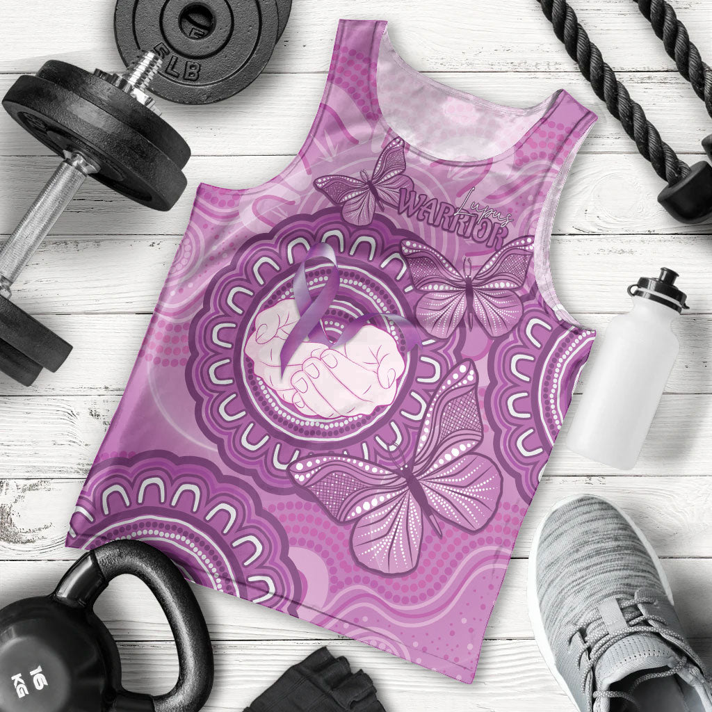 Australia Lupus Support Month Personalised Men Tank Top Warrior Purple Ribbon Butterflies Indigenous Art