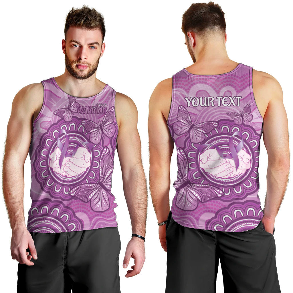 Australia Lupus Support Month Personalised Men Tank Top Warrior Purple Ribbon Butterflies Indigenous Art