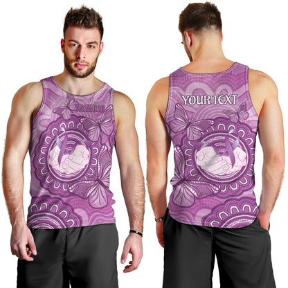Australia Lupus Support Month Personalised Men Tank Top Warrior Purple Ribbon Butterflies Indigenous Art