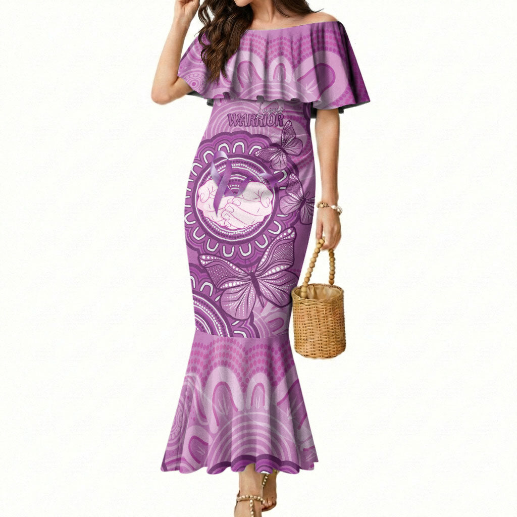 Australia Lupus Support Month Personalised Mermaid Dress Warrior Purple Ribbon Butterflies Indigenous Art