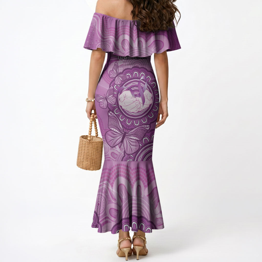 Australia Lupus Support Month Personalised Mermaid Dress Warrior Purple Ribbon Butterflies Indigenous Art