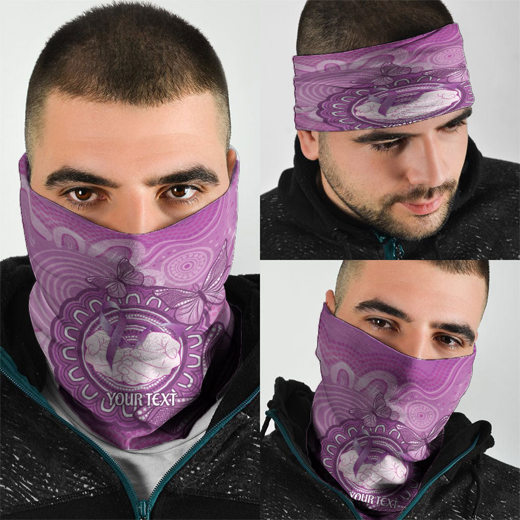 Australia Lupus Support Month Personalised Neck Gaiter Warrior Purple Ribbon Butterflies Indigenous Art