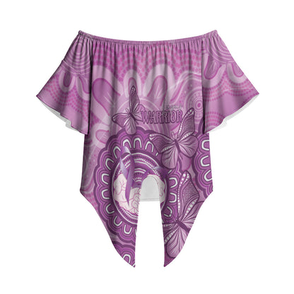 Australia Lupus Support Month Personalised Off Shoulder Wrap Waist Top Warrior Purple Ribbon Butterflies Indigenous Art