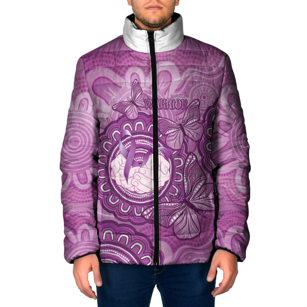 Australia Lupus Support Month Personalised Padded Jacket Warrior Purple Ribbon Butterflies Indigenous Art