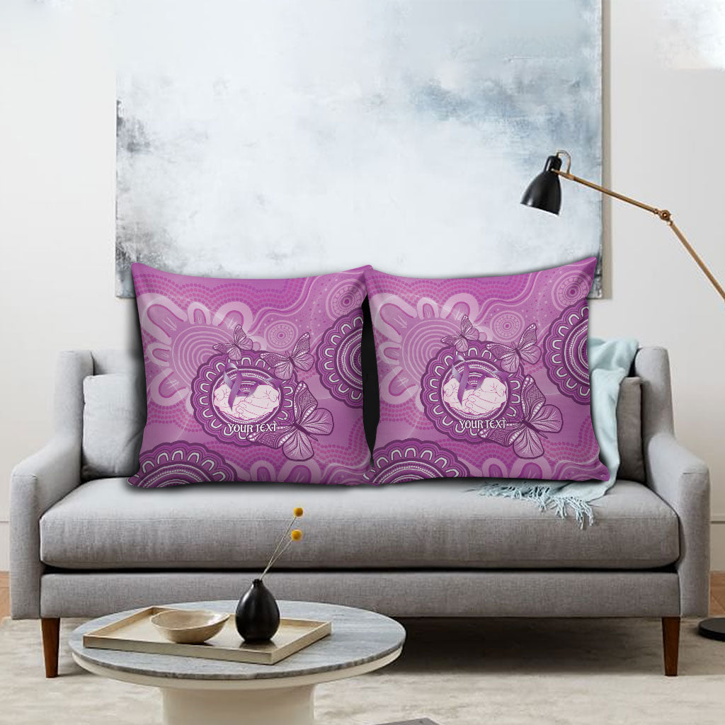 Australia Lupus Support Month Personalised Pillow Cover Warrior Purple Ribbon Butterflies Indigenous Art