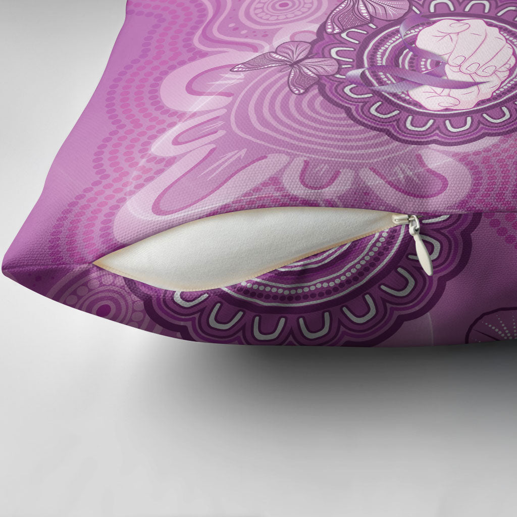 Australia Lupus Support Month Personalised Pillow Cover Warrior Purple Ribbon Butterflies Indigenous Art