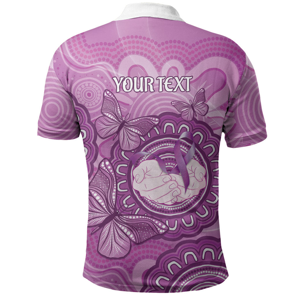 Australia Lupus Support Month Personalised Polo Shirt Warrior Purple Ribbon Butterflies Indigenous Art
