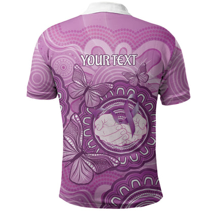 Australia Lupus Support Month Personalised Polo Shirt Warrior Purple Ribbon Butterflies Indigenous Art
