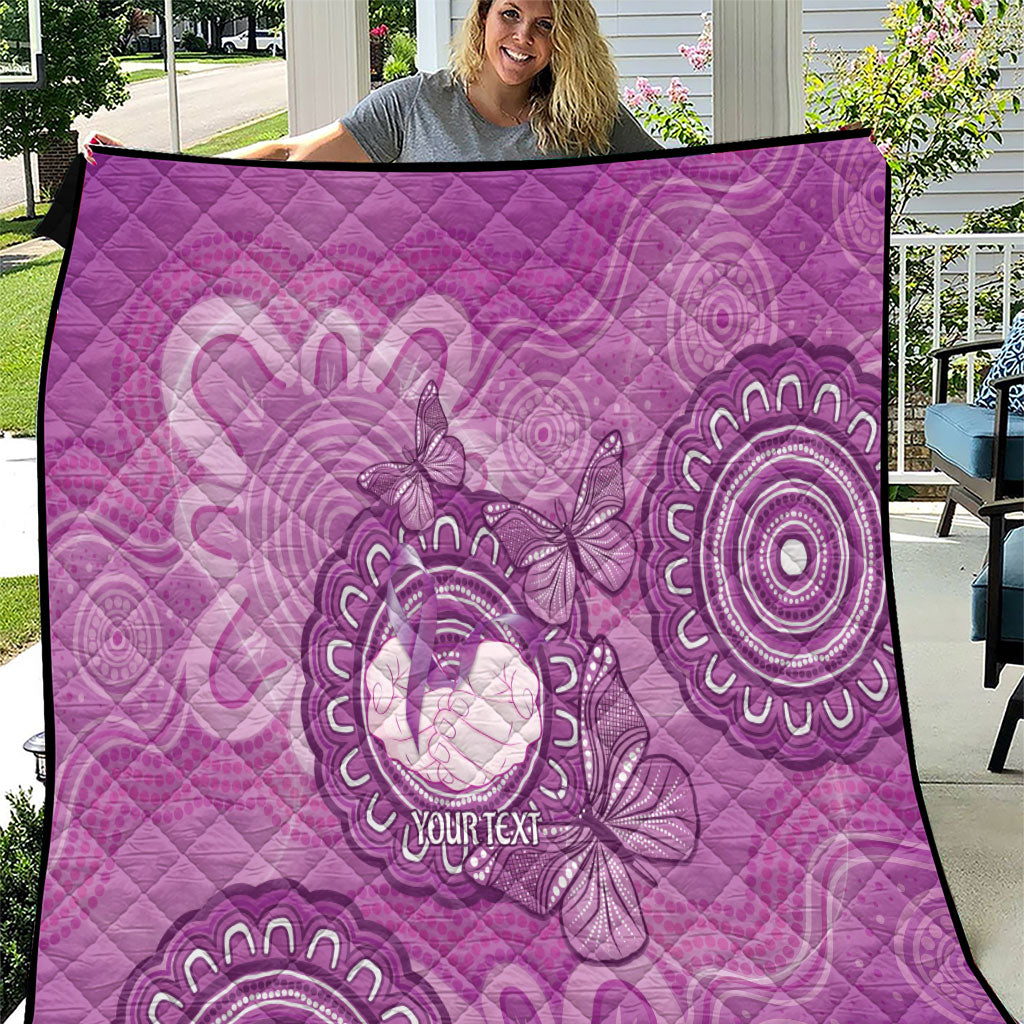 Australia Lupus Support Month Personalised Quilt Warrior Purple Ribbon Butterflies Indigenous Art