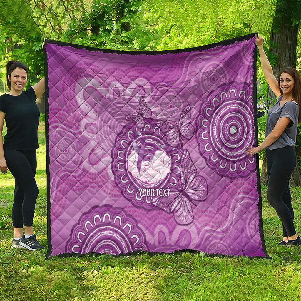 Australia Lupus Support Month Personalised Quilt Warrior Purple Ribbon Butterflies Indigenous Art