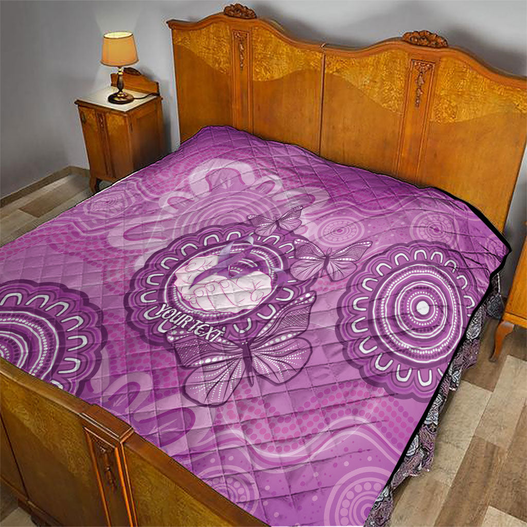 Australia Lupus Support Month Personalised Quilt Warrior Purple Ribbon Butterflies Indigenous Art