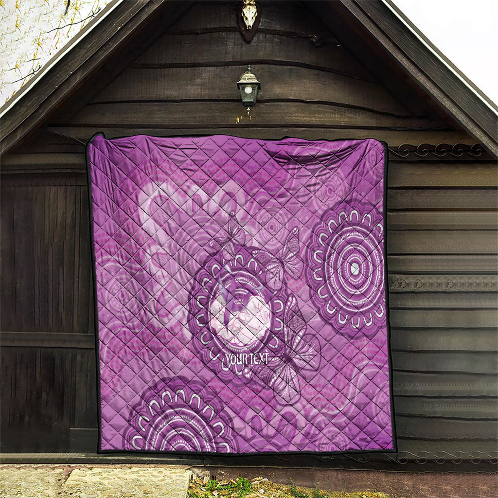 Australia Lupus Support Month Personalised Quilt Warrior Purple Ribbon Butterflies Indigenous Art