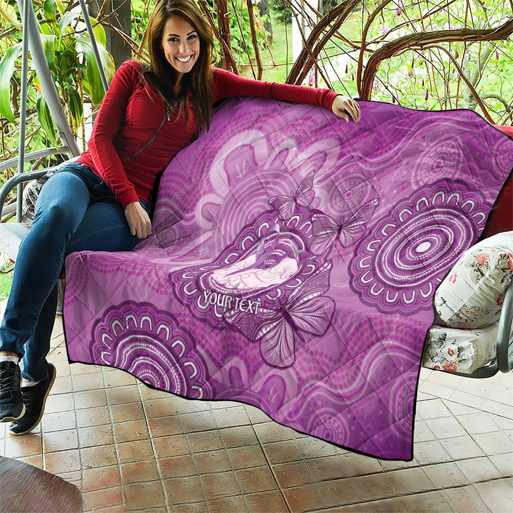 Australia Lupus Support Month Personalised Quilt Warrior Purple Ribbon Butterflies Indigenous Art