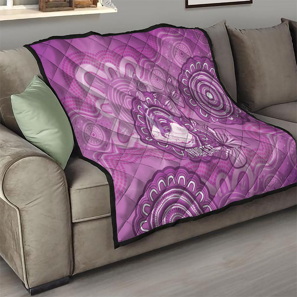 Australia Lupus Support Month Personalised Quilt Warrior Purple Ribbon Butterflies Indigenous Art