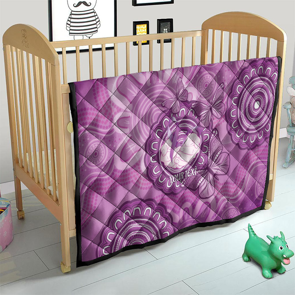 Australia Lupus Support Month Personalised Quilt Warrior Purple Ribbon Butterflies Indigenous Art