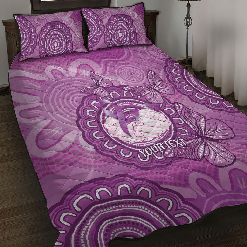 Australia Lupus Support Month Personalised Quilt Bed Set Warrior Purple Ribbon Butterflies Indigenous Art