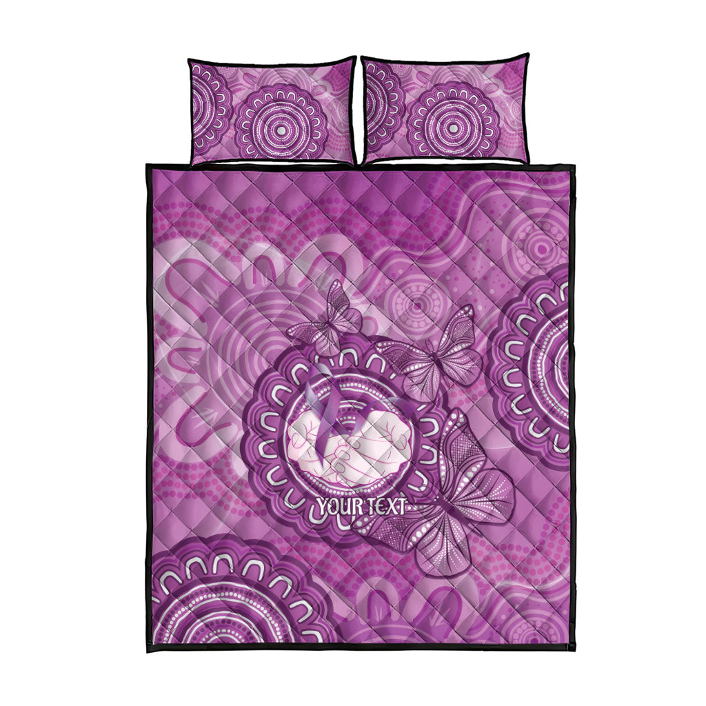 Australia Lupus Support Month Personalised Quilt Bed Set Warrior Purple Ribbon Butterflies Indigenous Art