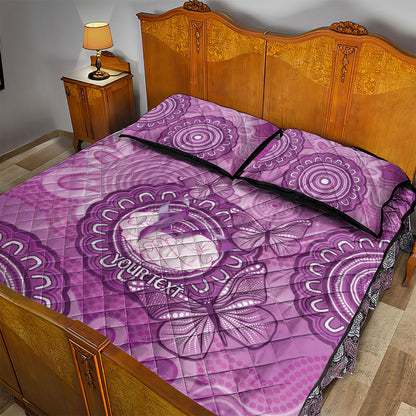 Australia Lupus Support Month Personalised Quilt Bed Set Warrior Purple Ribbon Butterflies Indigenous Art