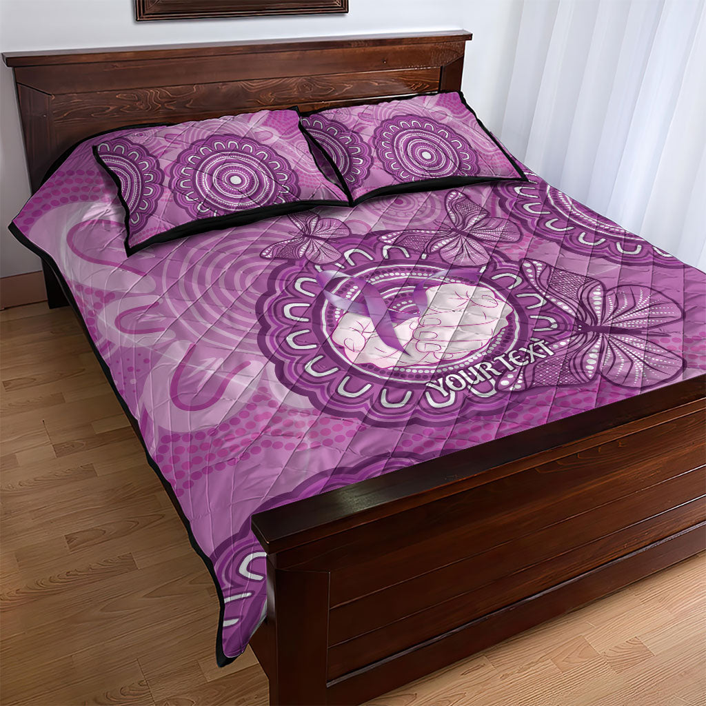 Australia Lupus Support Month Personalised Quilt Bed Set Warrior Purple Ribbon Butterflies Indigenous Art