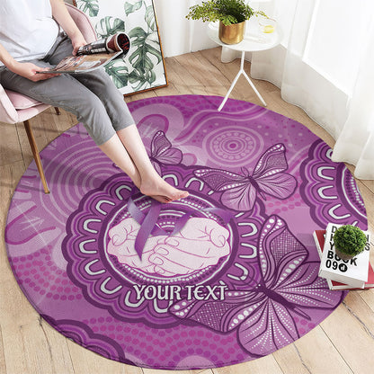Australia Lupus Support Month Personalised Round Carpet Warrior Purple Ribbon Butterflies Indigenous Art