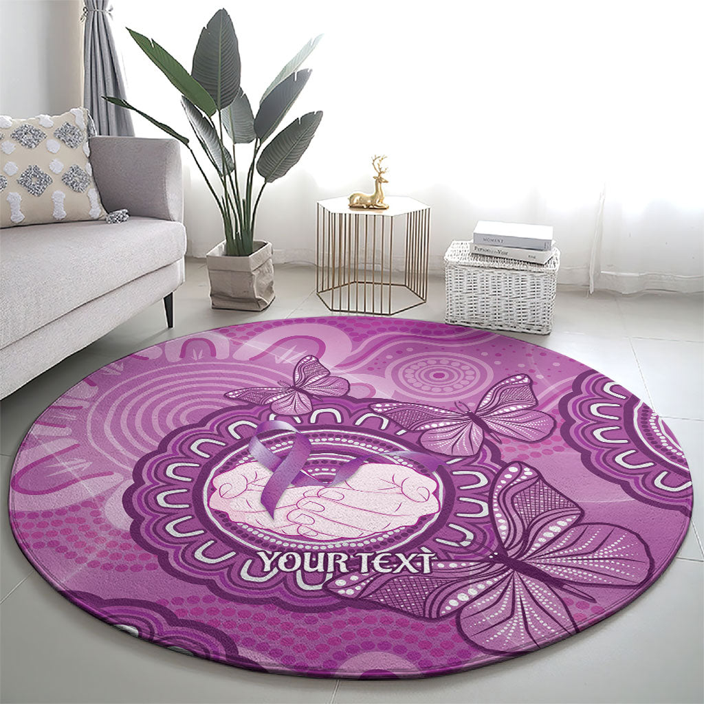Australia Lupus Support Month Personalised Round Carpet Warrior Purple Ribbon Butterflies Indigenous Art