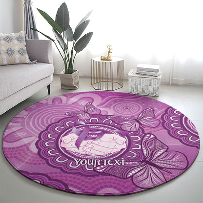 Australia Lupus Support Month Personalised Round Carpet Warrior Purple Ribbon Butterflies Indigenous Art