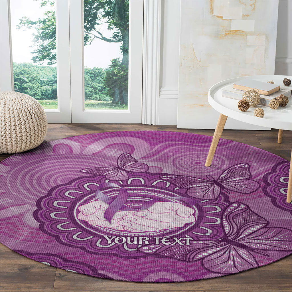 Australia Lupus Support Month Personalised Round Carpet Warrior Purple Ribbon Butterflies Indigenous Art