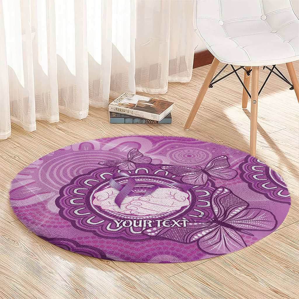 Australia Lupus Support Month Personalised Round Carpet Warrior Purple Ribbon Butterflies Indigenous Art