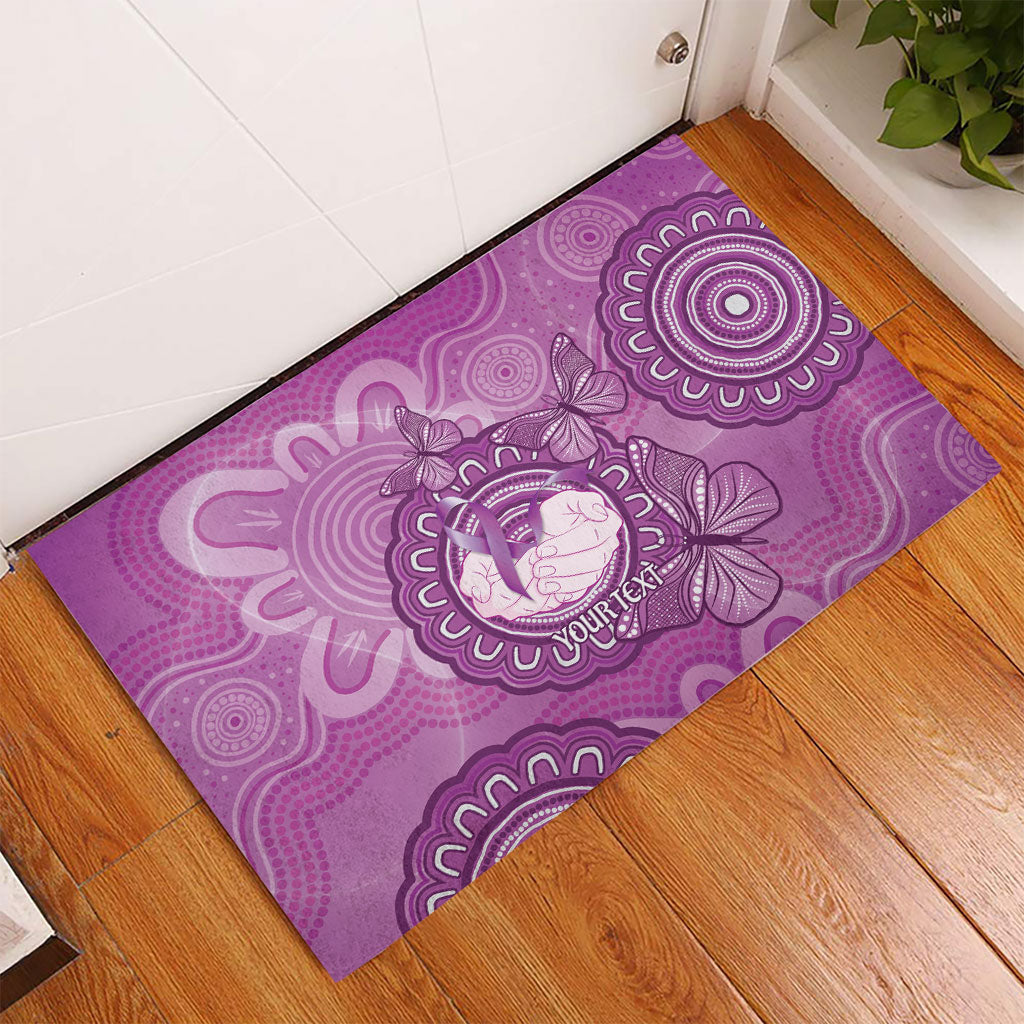 Australia Lupus Support Month Personalised Rubber Doormat Warrior Purple Ribbon Butterflies Indigenous Art