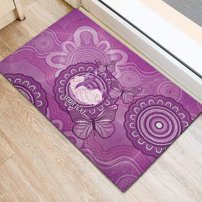 Australia Lupus Support Month Personalised Rubber Doormat Warrior Purple Ribbon Butterflies Indigenous Art