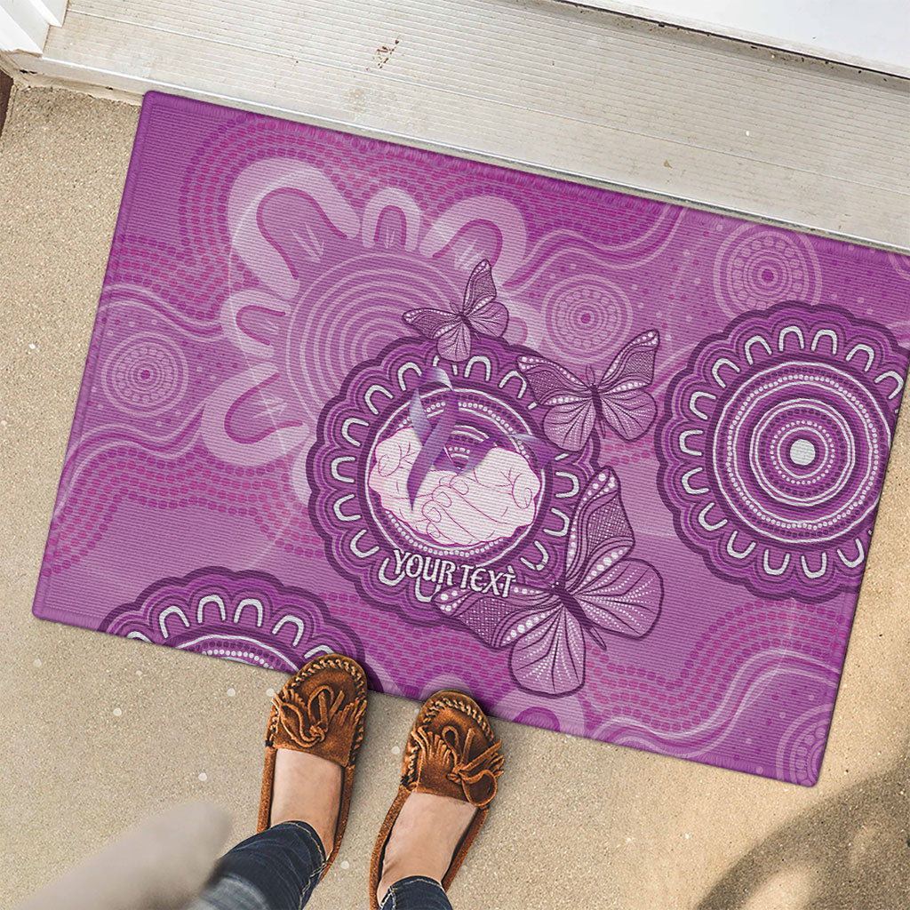 Australia Lupus Support Month Personalised Rubber Doormat Warrior Purple Ribbon Butterflies Indigenous Art