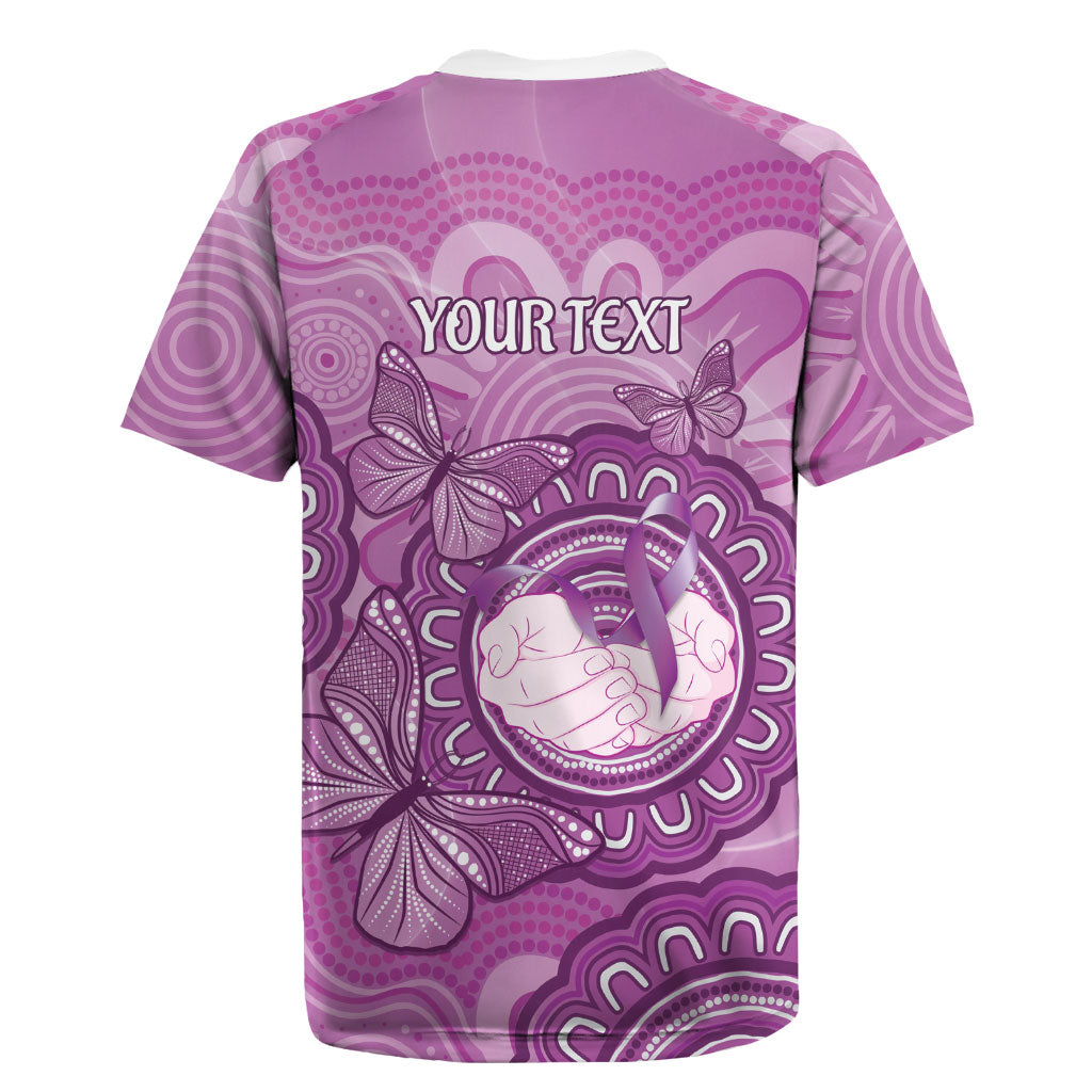 Australia Lupus Support Month Personalised Rugby Jersey Warrior Purple Ribbon Butterflies Indigenous Art