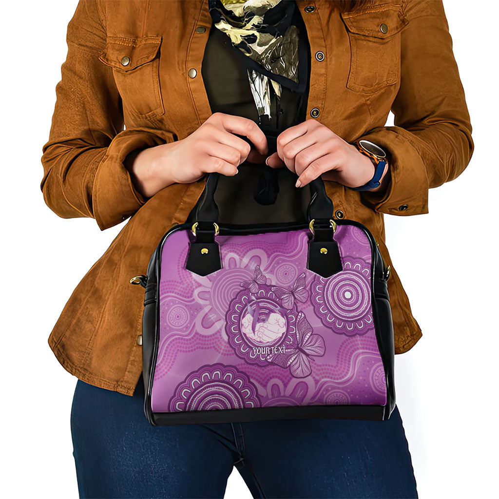 Australia Lupus Support Month Personalised Shoulder Handbag Warrior Purple Ribbon Butterflies Indigenous Art